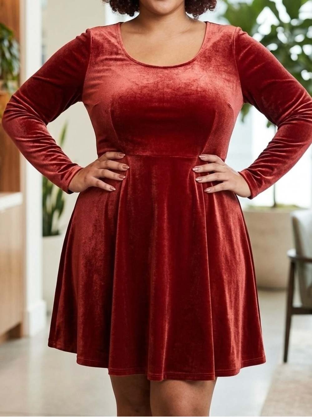 Old Navy Plus Size 3X Velvet Fit & Flare Mini Dress Fire Scarlet Red Holiday